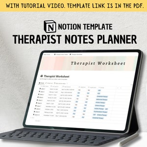 Notes de thérapeute de notion - modèle de notes - feuille de travail de thérapie - journal du thérapeute - cadeau de thérapeute - notes de thérapeute - planificateur de thérapeute 2024