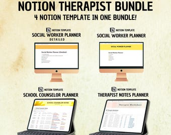 Notion Therapist Planer-Bundle: Ratgeber & Sozialarbeiter Ressourcen (PDF)