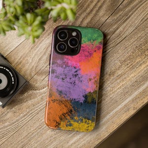 抽象的なブラシストロークの携帯電話ケース：オリジナルのカラフルなデザイン - iPhone 16/15/14/13/12/11とSamsung S25/S24/S23/S22用の頑丈なケースアーティスティックケース