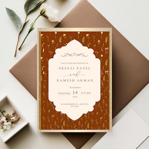 Pacote de convites de casamento indiano editável | Convite de casamento hindu | tradicional e Mehndi Cartão Comemorativo | Imprimível | Download instantâneo