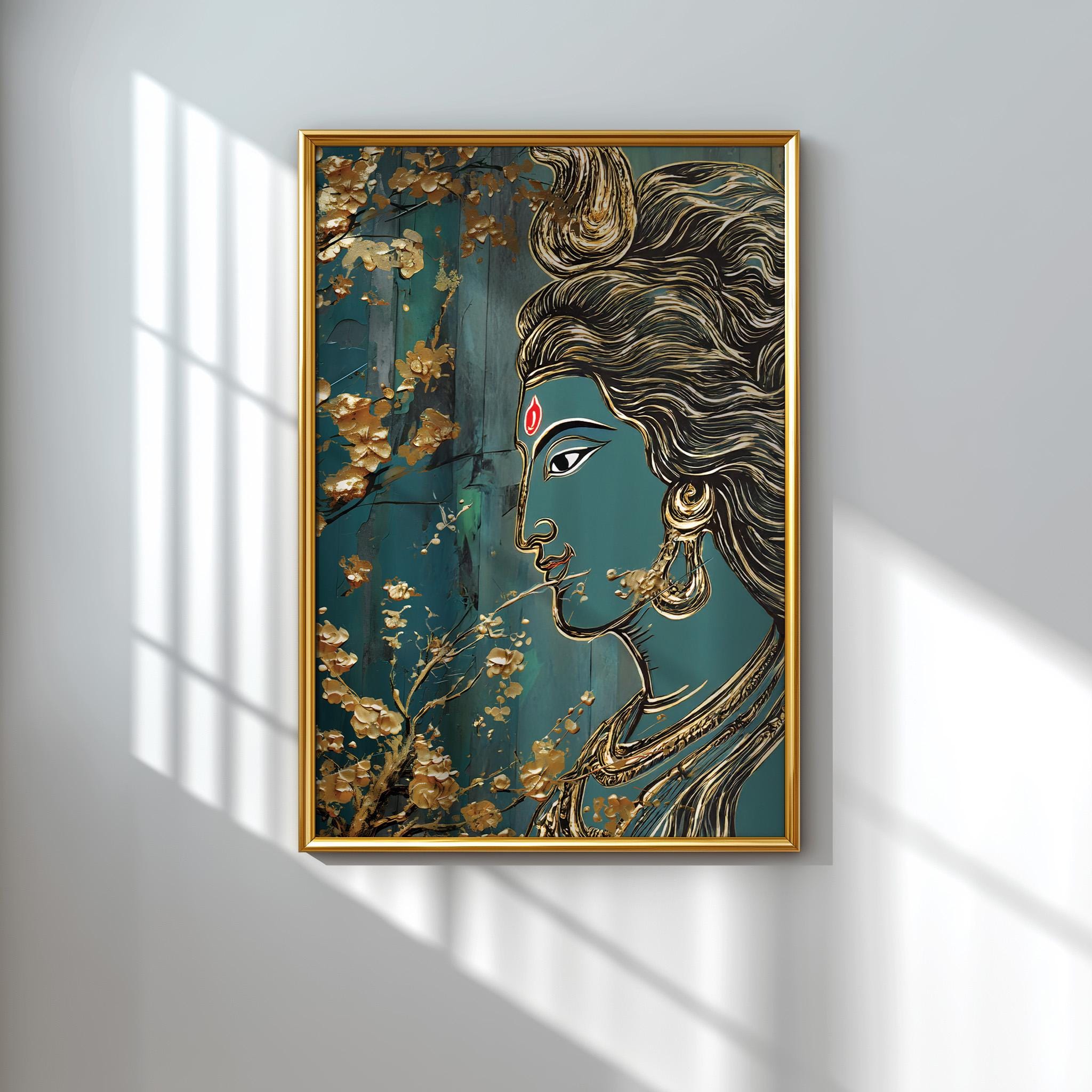 Lord Shiva Art Print | Digital Download | Sacred Hindu Wall Art | Teal ...