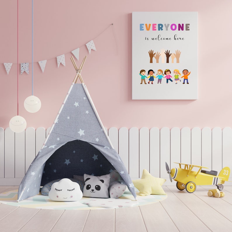 Welcome And Include Everyone is Welcome Here Printable Art, Equality Classroom Decor ...