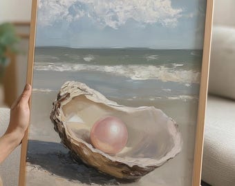 Cowgirl costiera, decorazioni per la camera in stile spiaggia con conchiglie, decorazioni per la camera in stile preppy da spiaggia, stampe estive rosa per appartamento femminile, download digitale