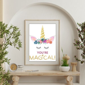 Unicorn Horse Art Print, Je bent magische digitale print, Instant Download Art Print, Verjaardagskaart, Valentijnskaart, Je bent magische Eenhoornkaart