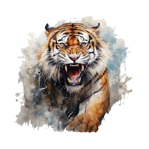 Tiger PNG Watercolor, Instant Download, Sublimation T Shirt Digital Download, Transparent Background, Tiger Face PNG