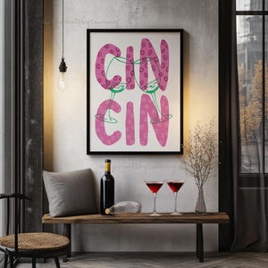 Trendy Cin Cin-print, Cheers-print, Bar Cart Art, Wine Club-poster, cocktailmuurkunst, moderne poster