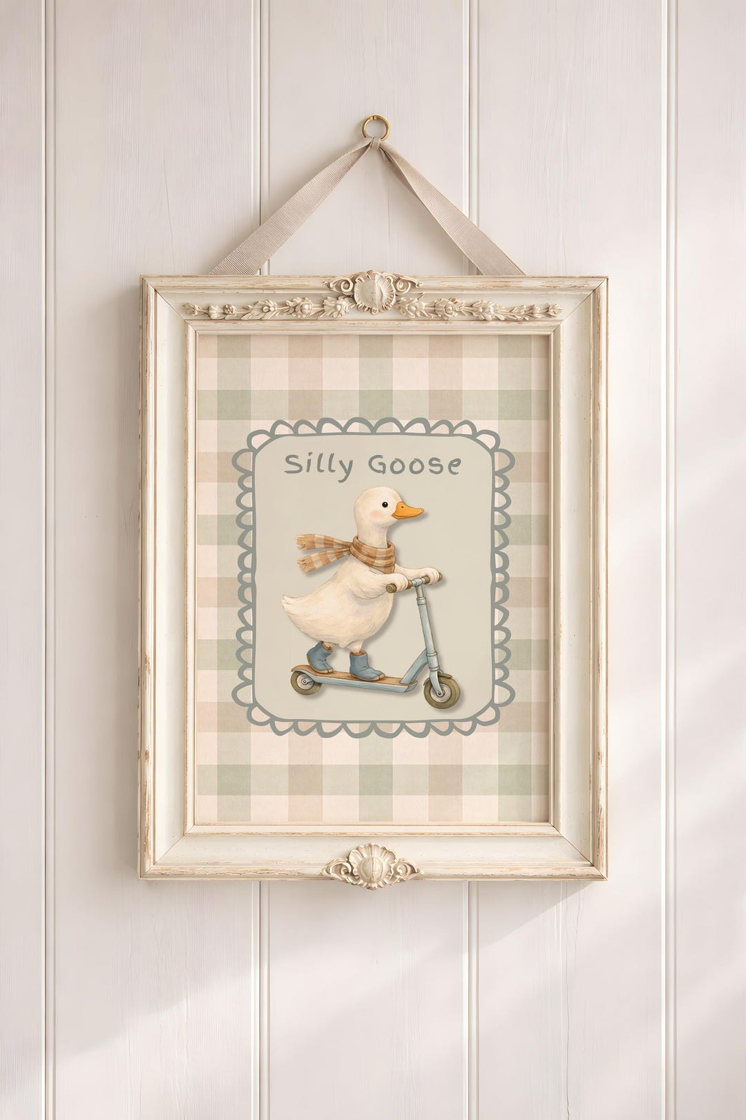 Silly Goose Wall Art, Cute Duck Nursery Print, Vintage Goose ...