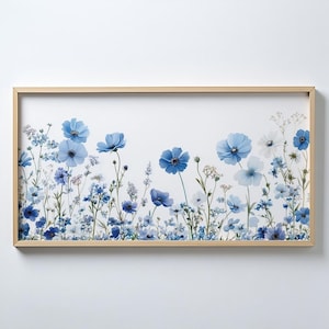 Panoramic Wall art, Blue Wall Art, large horizontal Wall Art, above bed art, Downloadable prints