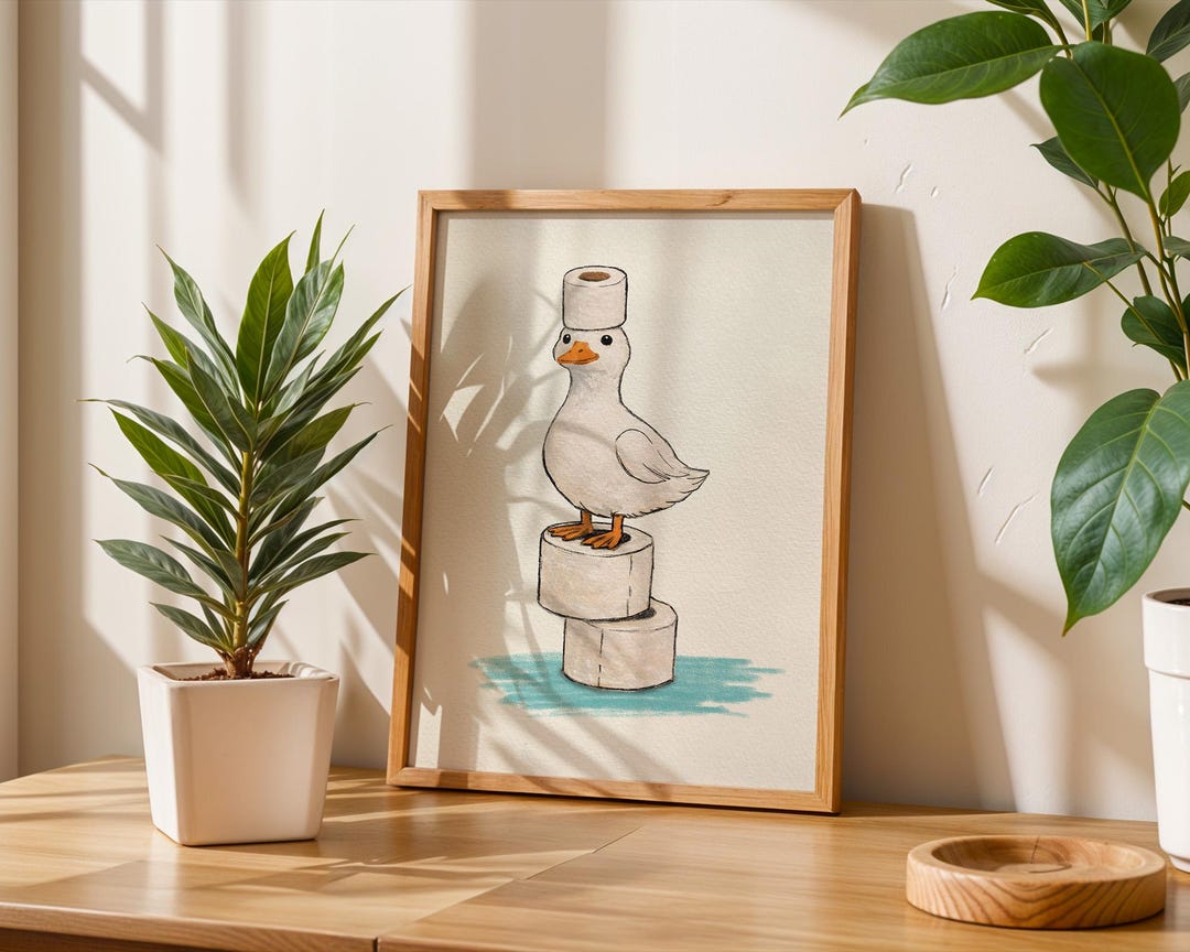 Funny Duck Bathroom Wall Art Printable, Artful Bathroom Duck Print ...