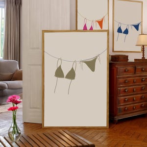 Bikini Print, Printable Green Bikini Art, Coastal Cowgirl Print, Bathing Suit Poster