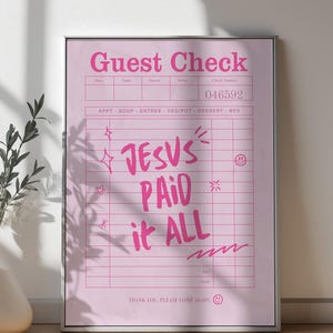 Jesus paid it all guest check wall art print