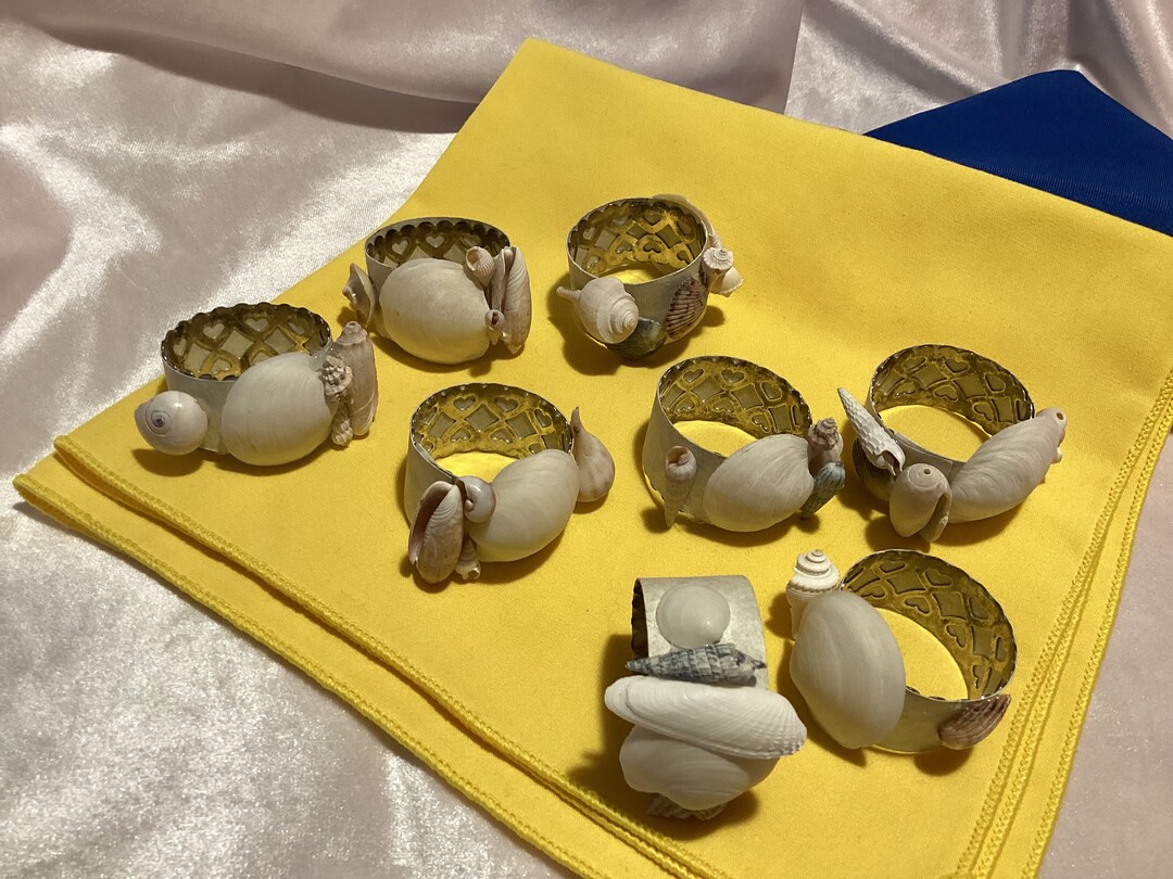 Set of 8 Shell Napkin Rings Etsy