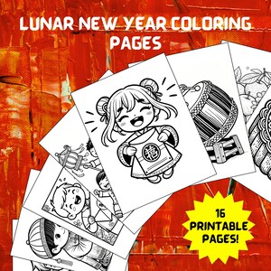 Lunar New Year Digital Coloring Pages - 16 Printable Sheets | Chinese New Year Activities, Year of the Dragon, adult and kids coloring