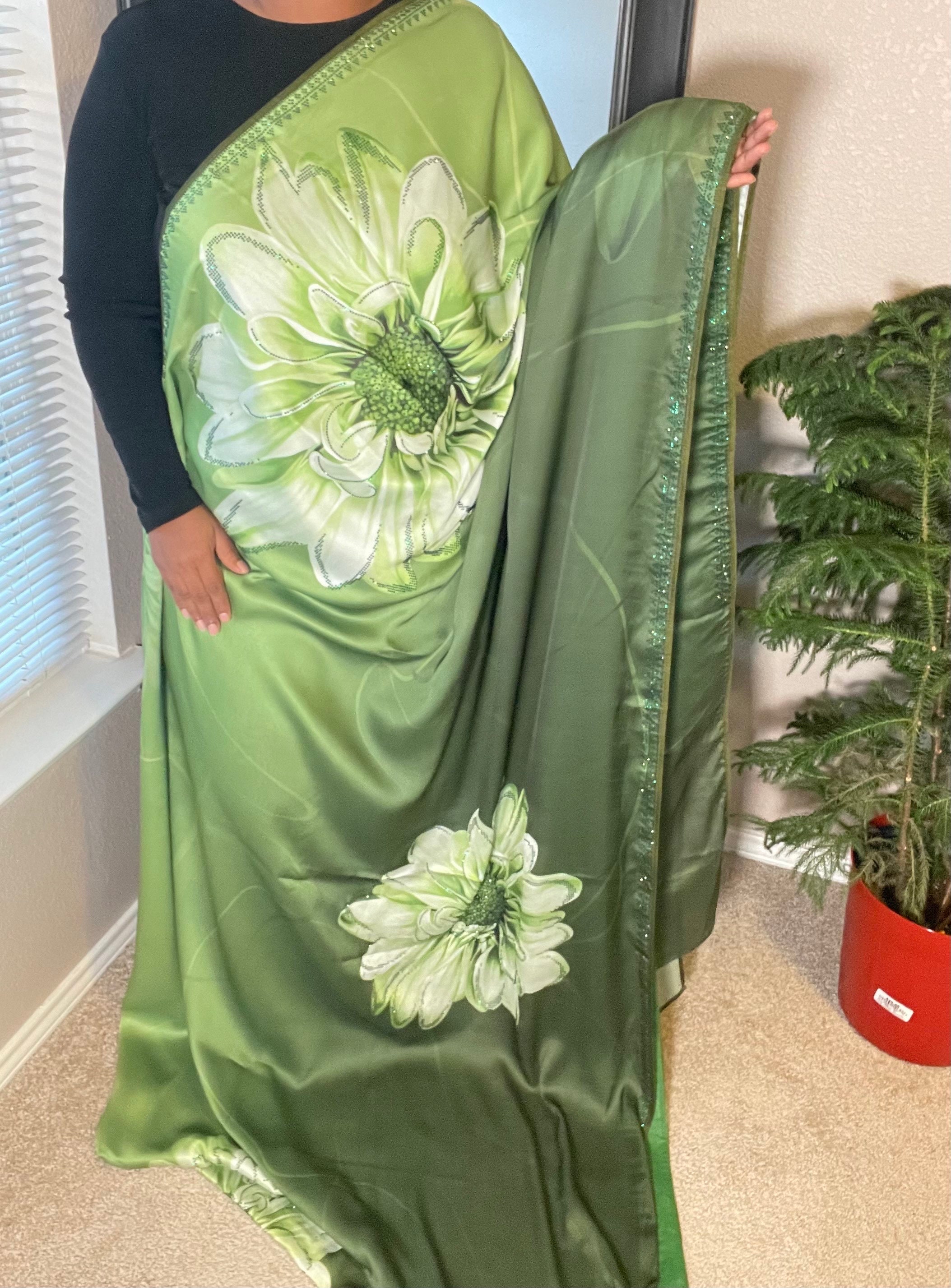 dark olive green saree