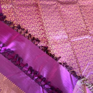 Monochrome Series : Semi Kanchi Silk Saree - Dark Purple