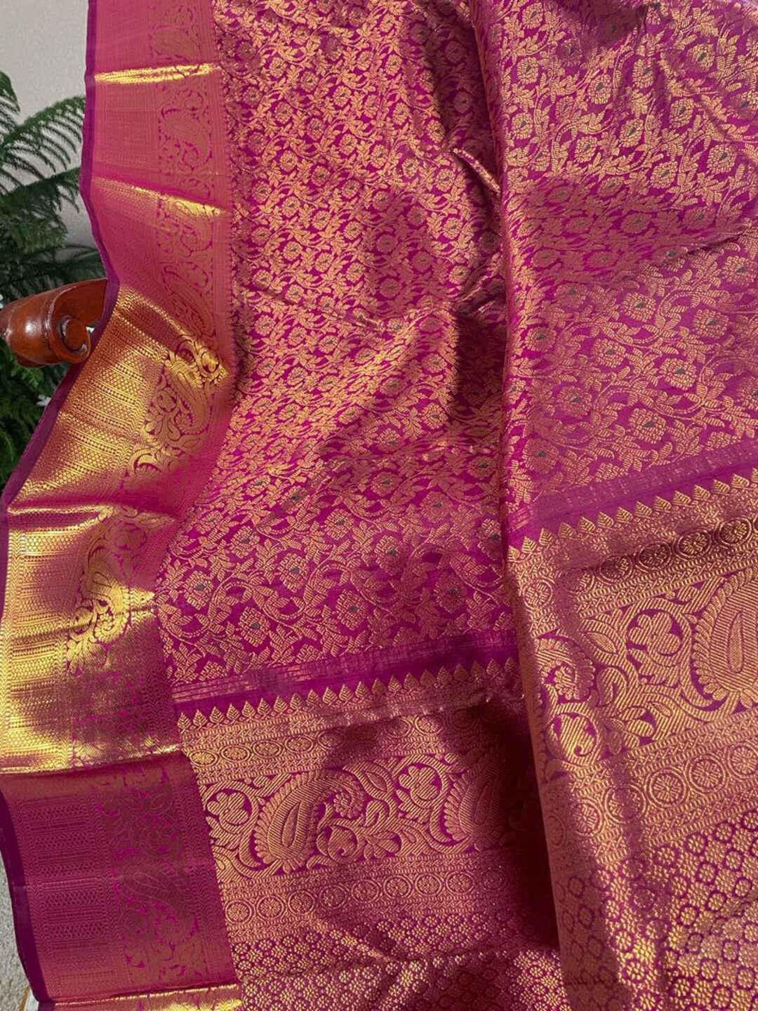 Semi Kanchi Silk x Gold Zari Saree - Aurora Borealis Purple