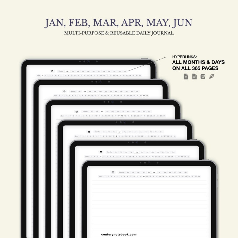 Digital Daily Journal Goodnotes Journal Diary Journal 365 Etsy