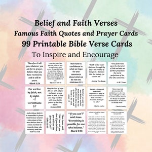 Belief and Faith Verses, Famous Faith Quotes and Prayer Cards | 99 Printable Bible Verse Cards to Inspire and Encourage, Printable Scripture