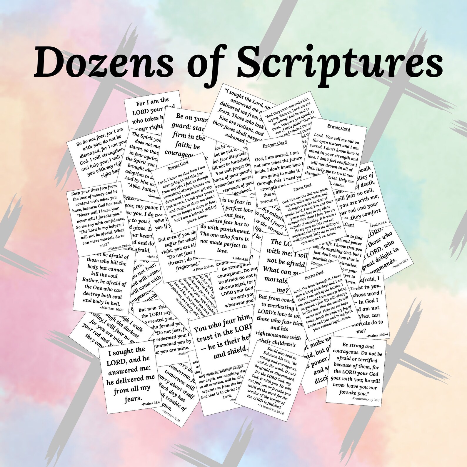 30 Fear Themed Bible Verses, With 6 Prayer Cards Included 30 Printable ...