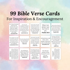 99 Bible Verse Cards, Inspirational Cards, Prayer Cards, Assorted Mini Scripture Cards, Encouragement Cards, Motivational Cards Printable