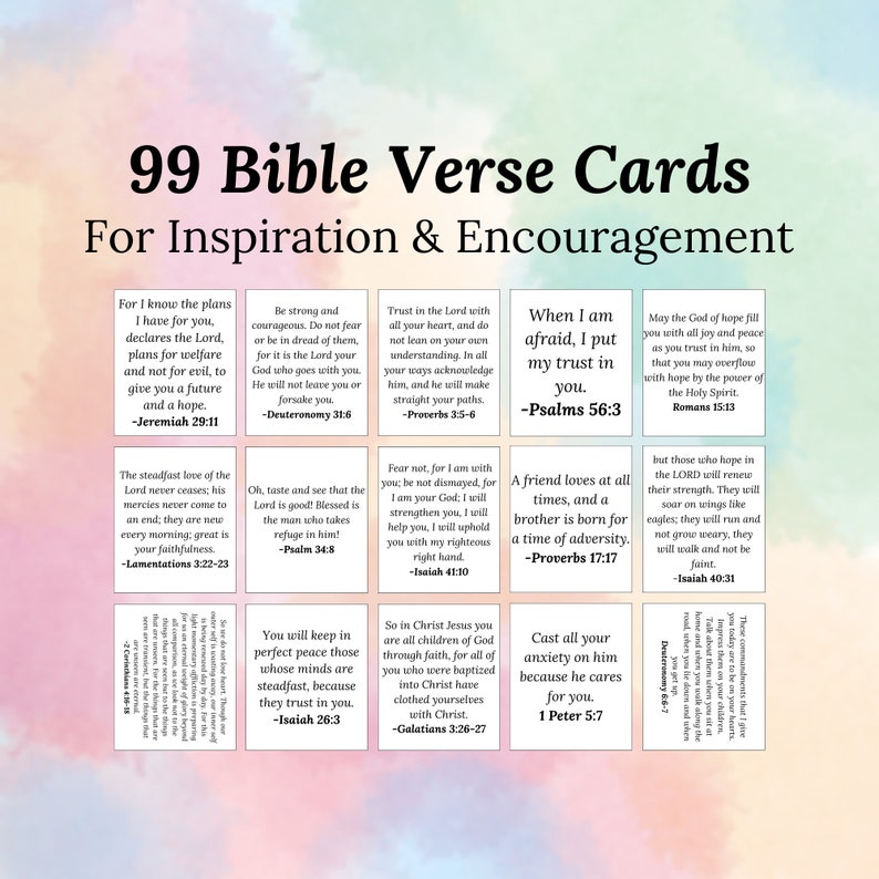 99 Printable Bible Verse Cards, Inspirational Cards, Assorted Mini ...