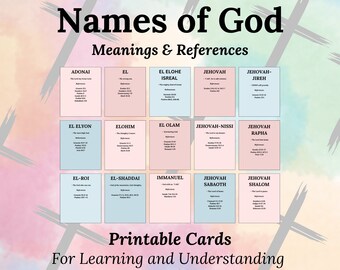 Names of God Printable Cards Bible Cards Inspirational - Etsy