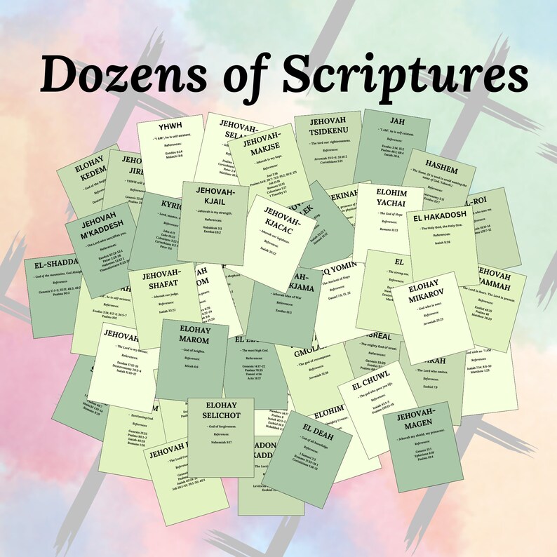 Names of God Printable Cards Bible Cards Inspirational Etsy