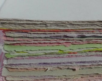 A6 handmade paper deckle edges paper mixed colour pack x 10 sheets