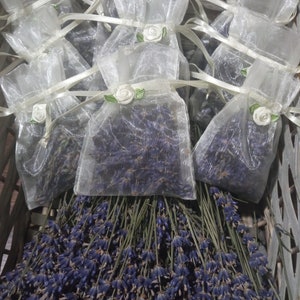 Lavender confetti in soft ivory organza bag, with draw string. Perfect lavender confetti.