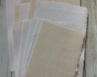Deckle edged paper, place cards, rsvp, invitation, menu, scroll, note, letter A6, A5, 5x7, 4x8, white, ivory cotton paper