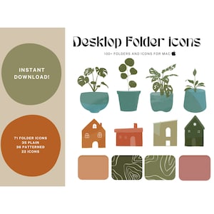 100 Desktop Folder Icons, Mac Terracotta Townhouse Plant Themed Icons and Folders for Macbook, Phone and iMac Computer, Cozy Aesthetic