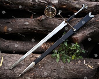 ANDURIL Espada de Strider, Espada grabada personalizada Espada LOTR, Señor de los Anillos Rey Aragorn Ranger Espada Vikinga, Regalos Lotr para hombres, Regalos