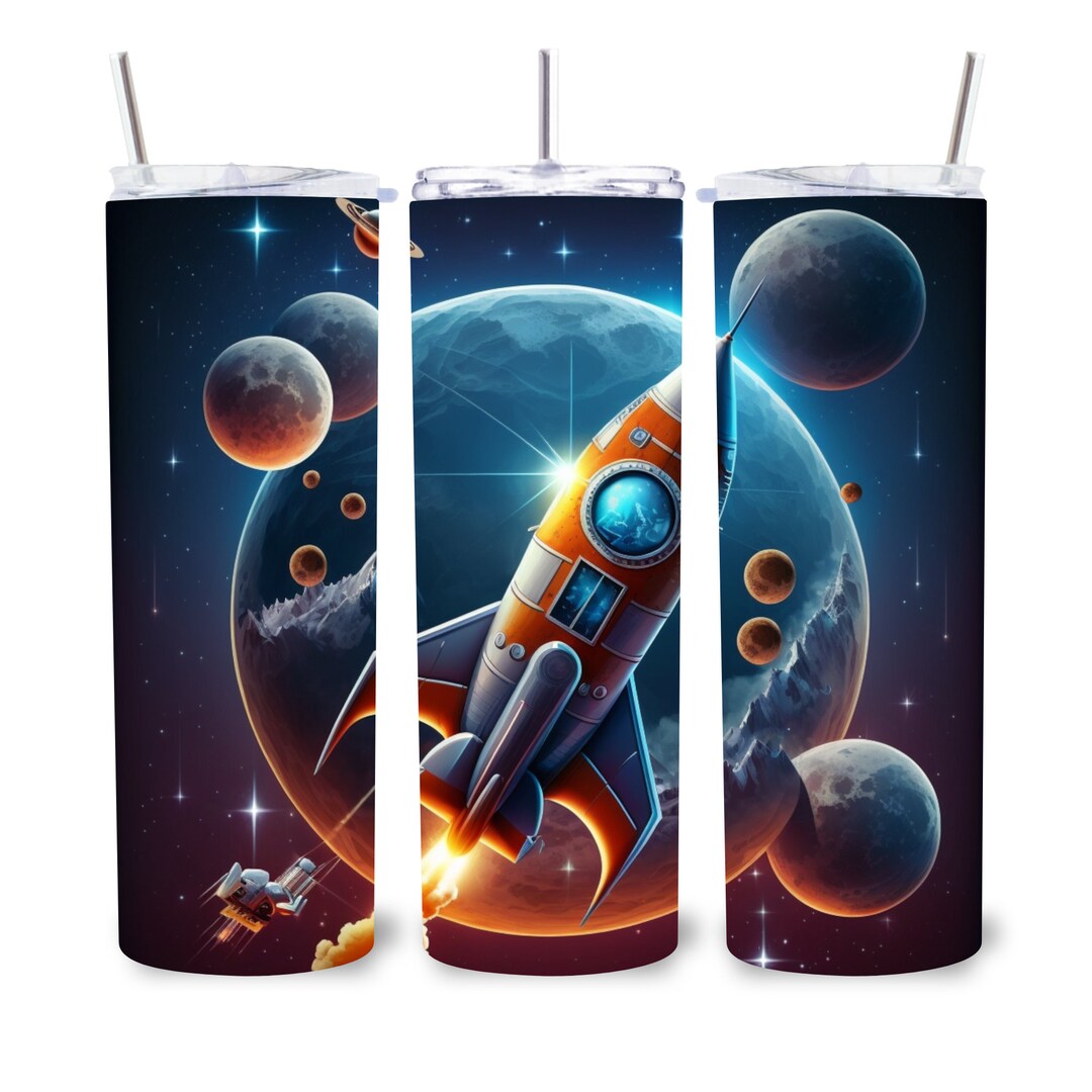 Skinny Rocketship Neon Rocket Ship Tumbler Wrap 20 Oz Skinny - Etsy