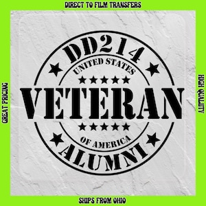 May include: Black and white decal with the text "DD214 United States Veteran Alumni of America" in a circle.