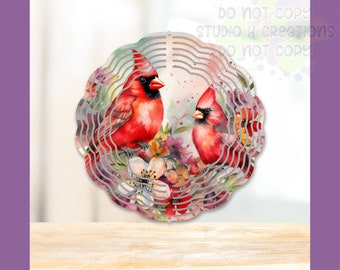 Cardinals and Flowers Wind Spinner PNG File
