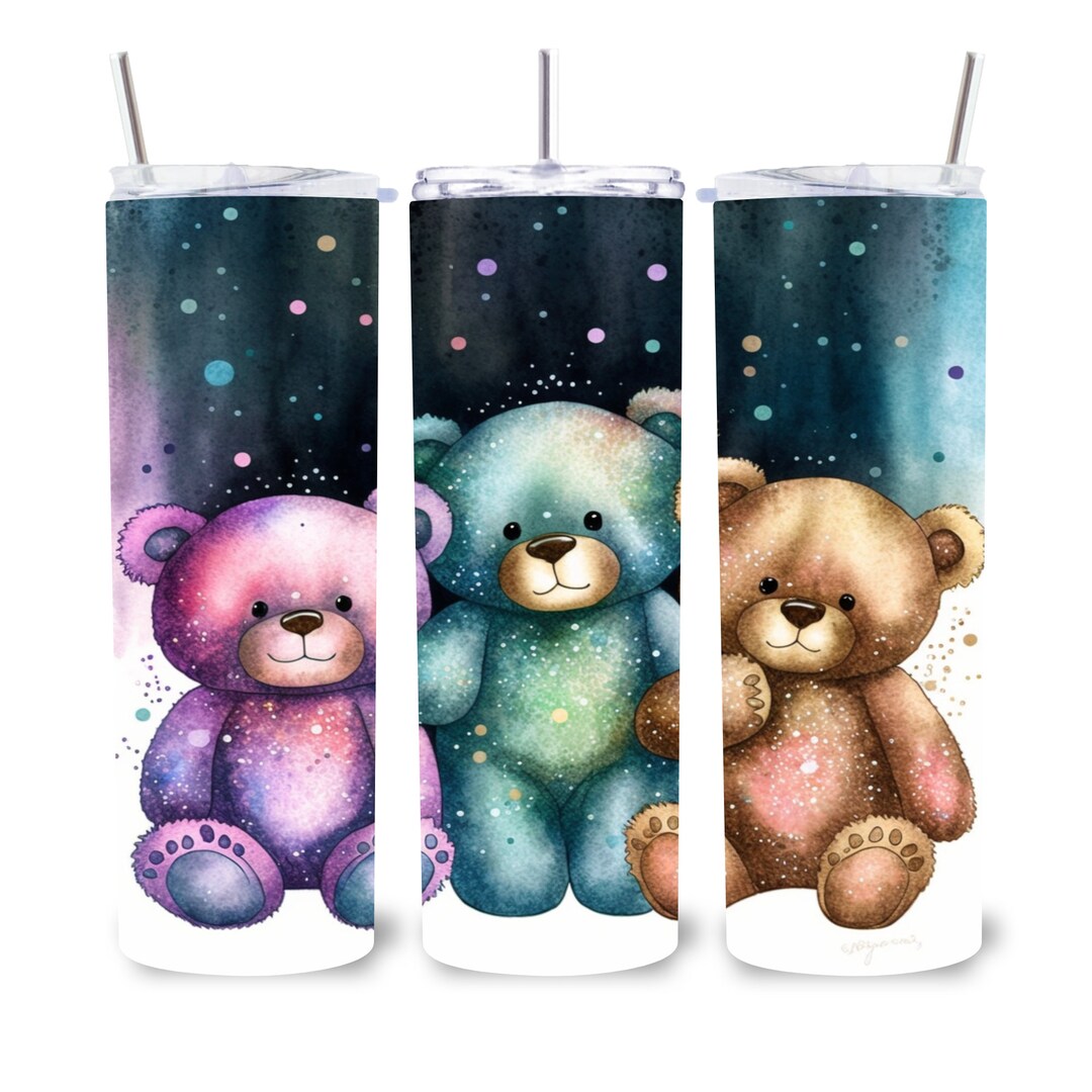 Watercolor Teddy Bears Tumbler Wrap 20 Oz Skinny - Etsy