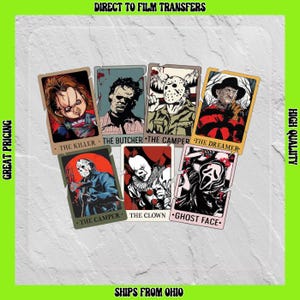 Horror Film Cards Halloween Direct to Film Transfers/Iron On Transfers Ready to Press for T-shirts