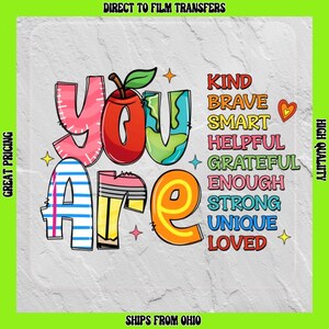 Teacher Appreciation DTF Transfer: Kind Words, Ready to Press