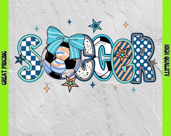 Soccer Stars & Bows DTF Transfer: Iron On, Ready to Press