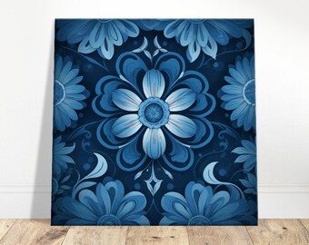 Canvas Wall Art Abstract Floral Boho Blue Modern Wall Decor