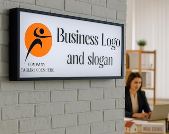 Custom Business Logo LightBox Sign, Personalized Office LED Sign, Company Name & Slogan Lightbox – Custom Corporate Wall Decor,ChristmasGift