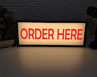 Order Here" & "Pick Up" Light Box Sign - Self-Service Restaurant Signage , Business Indicator Sign, Shop Sign, Business Orientation Sign