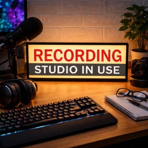 Recording Sign Retro Inspired Light - Recording Studio, Music Studio ...