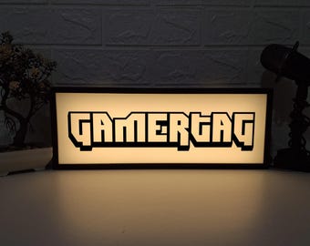 Caja de luz personalizada con gamertag, letrero de gamer personalizado, serpentina LED de regalo, decoración de videojuegos, regalo único de Navidad para gamers, regalo de Halloween