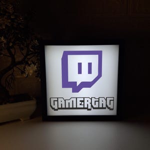 Social media Logo ,Gamer Logo light Box –RGB Gaming Room Decor with Logo –Twitch Discord Streamer Gift –Custom LED Gamer Sign, ChristmasGift