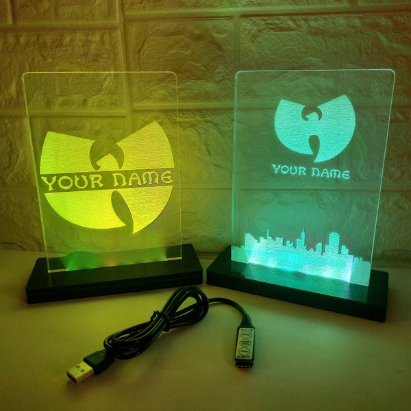 Decorazione illuminata personalizzata del clan Wu Tang, decorazione della lampada Wu Tang, regalo d'amore hiphop, segno del clan Wu Tang, regalo per gli amanti del rap, regali dell'uomo delle caverne