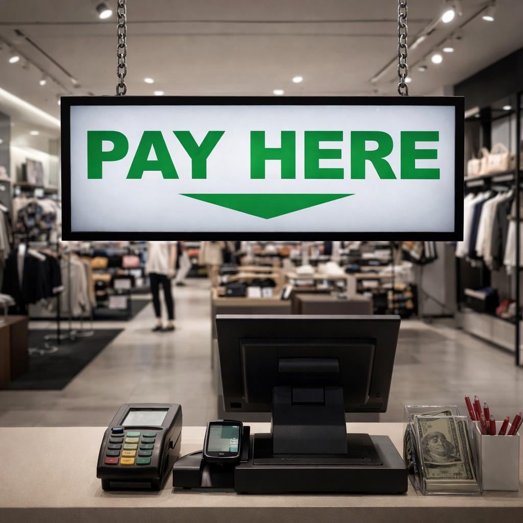 Store Checkout Sign Pay Here Light Sign – LED Checkout Sign for Bar & Cafe – Hanging ...