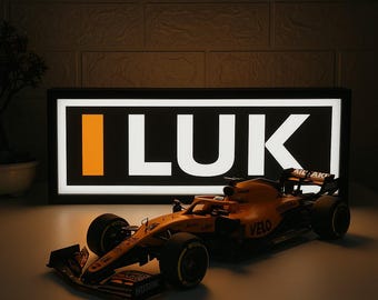 Custom F1 LED Name Sign – Personalized 3-Letter Fan Plaque with Team Colors – Formula 1 Desk Lightbox Gift, Christmas Gift