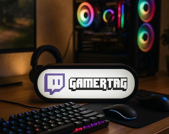 Niestandardowa skrzynka świetlna dla graczy – drukowany w 3D znak LED RGB USB dla streamerów, dekoracja pokoju gier, spersonalizowany prezent Twitch