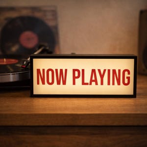 Now Playing Light Box Sign, Vinyl Record Display, Turntable Setup Decor, Music Room Decor, Audiophile Gift, Record Player Setup Light